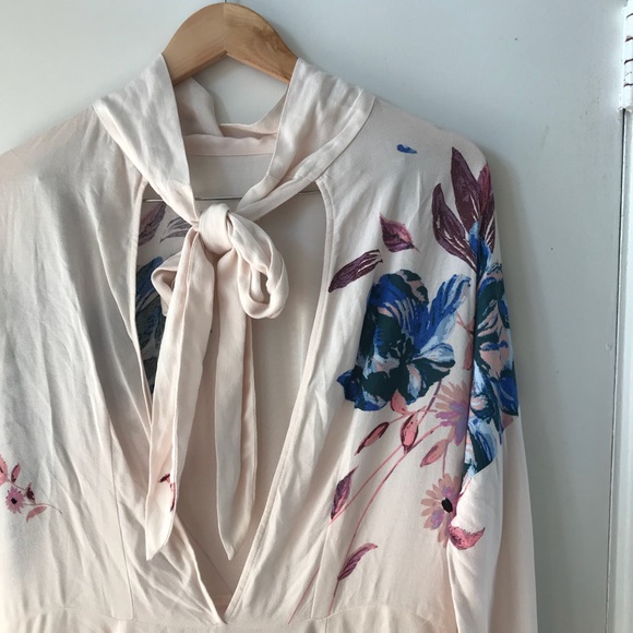 Free People High Neck Blush Floral Mini Dress 834 - Picture 4 of 8